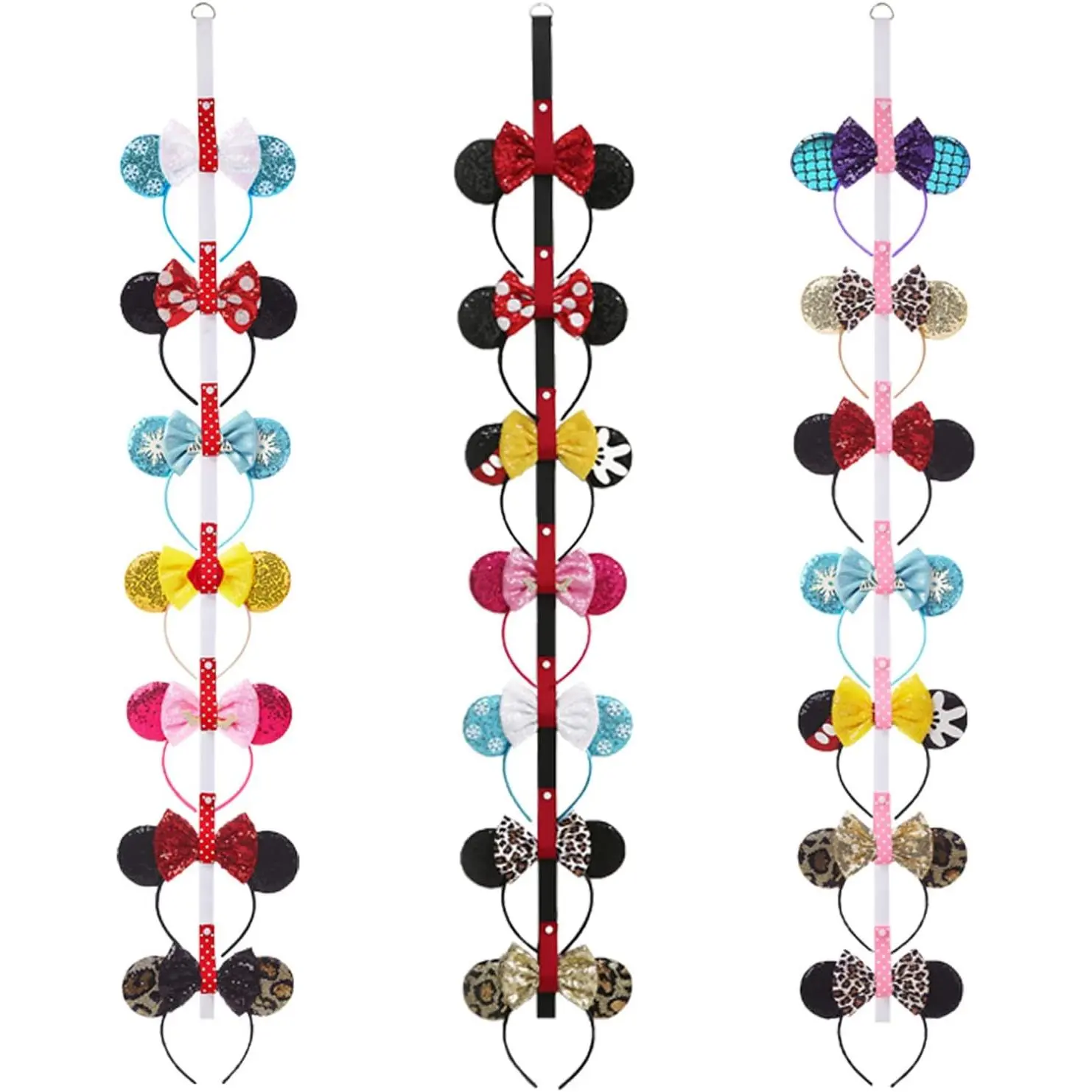 3Pcs Mouse Ears Headband Holder Headpiece Hanger Organizer Hair Accessories Storage Hanging Wall Display Decor