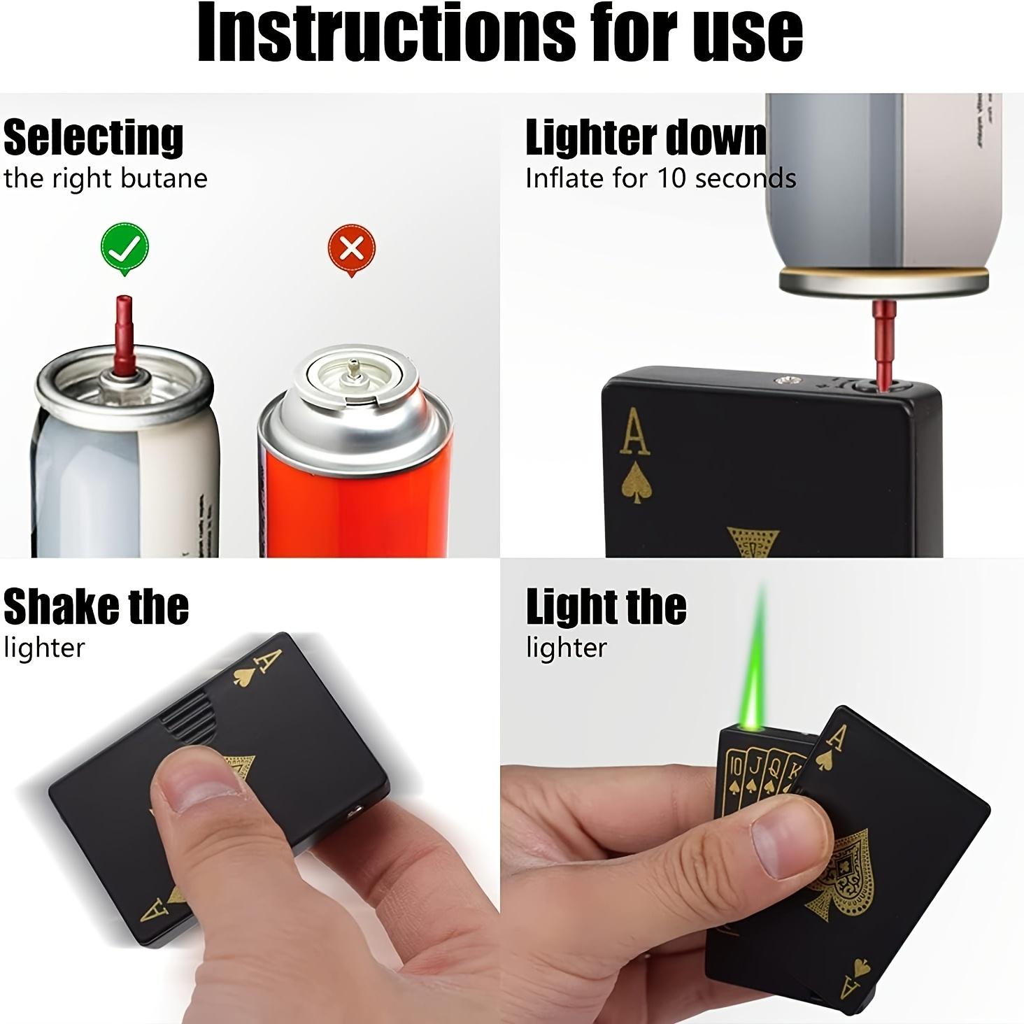 Poker card lighter, jet torch lighter, love lighter, refillable butane lighter, spade ace cool lighter, windproof poker design, suitable for outdoor, indoor, barbecue, candles, and unisex gifts (excluding gas)