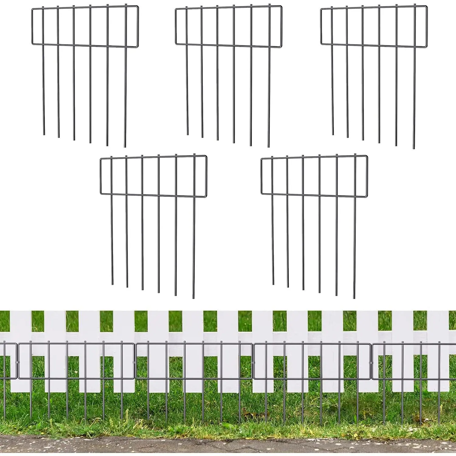 5 Pack  Barrier Fence, 13" Lx17 H Garden Fence for Dogs Metal Fence Panels for Garden Yard Outdoor