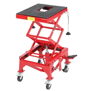 Heavy Duty Motorcycle Lift Scissor Jack 350LBS Camper Dirt Bike Stand Adjustable Height 13-34 Inch Wide Lift Platform Crank Jack for Street Bike Cruiser ATV UTV Touring Vehicle Repair Maintenance Tool Professional Garage
