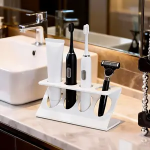Multifunctional Bathroom Shelf with Toothbrush Holder, Drainage Organizer for Kitchen and Bathroom, Stylish and Practical Storage Solution