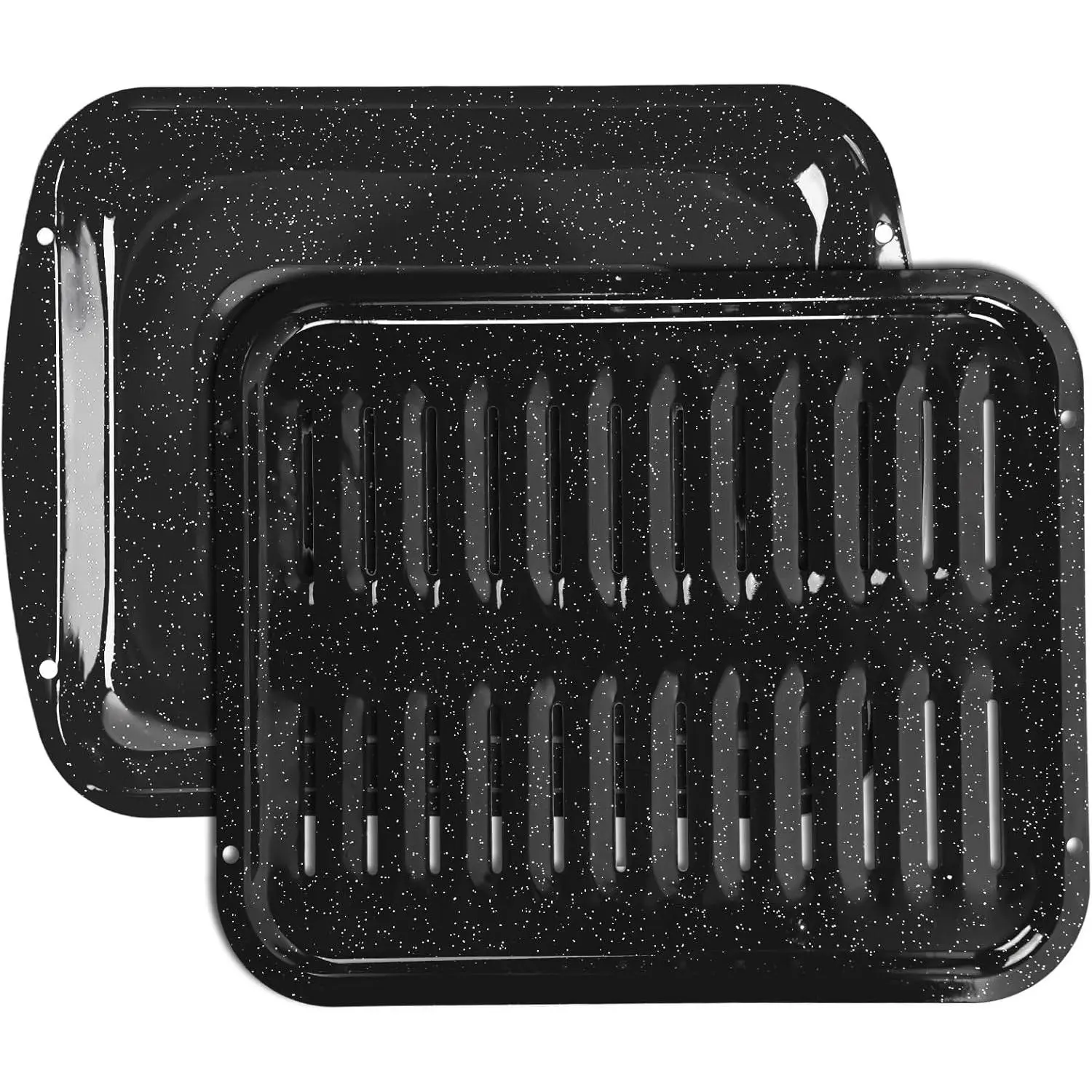 Broiler Pan for Oven – 16.75"×13" Non-Stick Porcelain Coated 2-Piece Set, Broiling Pan for Oven Safe Up to 500°F, Drains Fat, Dishwasher Safe Broiler Pans for Steak, Bacon & Vegetable
