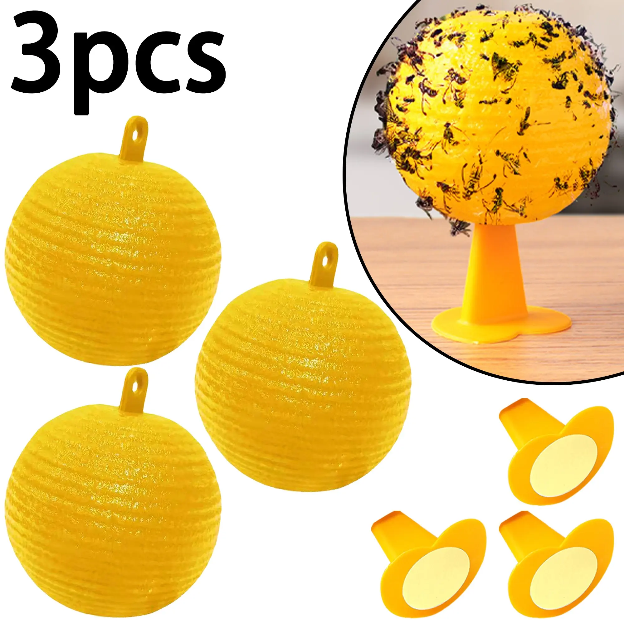 3-Pack Fly Balls, Indoor Outdoor Fruit Fly Traps with Heart Base, Efficient Pest Control for Kitchen, Living Room, Office, Home, Apartment