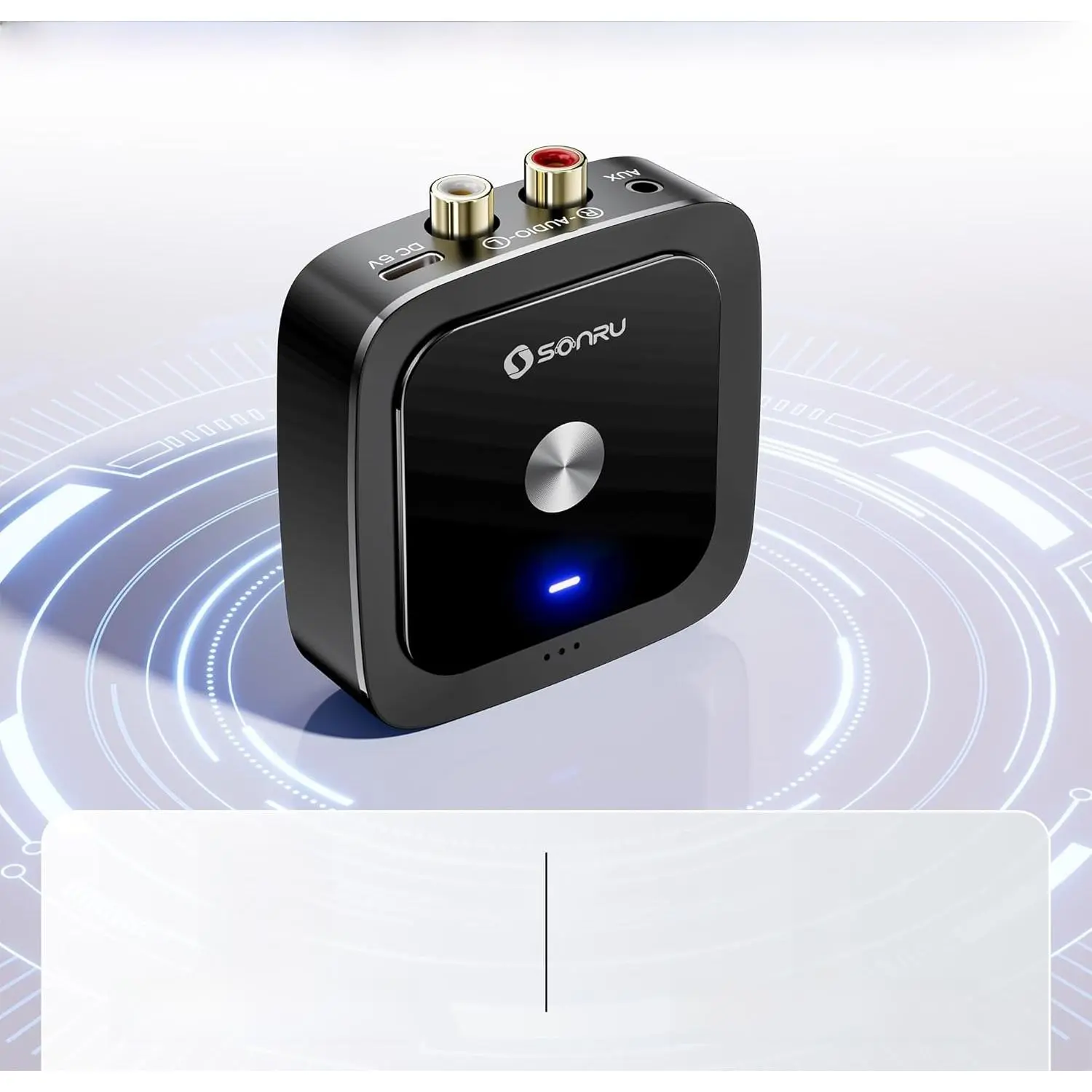 Compact Portable Bluetooth 6.0 Wireless Audio Receiver with 24H Battery, Low Latency, 3.5mm AUX-RCA Cable, HiFi Adapter for Home Stereo Speaker