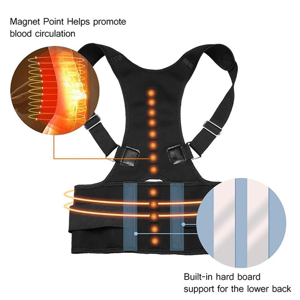 Magnetic Back Brace for Men Women Shoulder Upper Back Girdle Back Belt Strap Posture Belt Under Shirts Black Band Healthcare SpringStatements