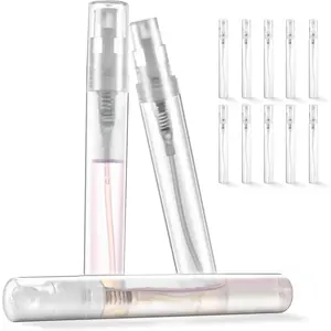 Mini Perfume Sample Bottles, 10 Pack 5 ml Plastic Small Perfume Spray Bottle, Fine Mist, Portable Perfume Travel Refillable Bottle, Upgraded atomizer sprayer for perfume, Clear