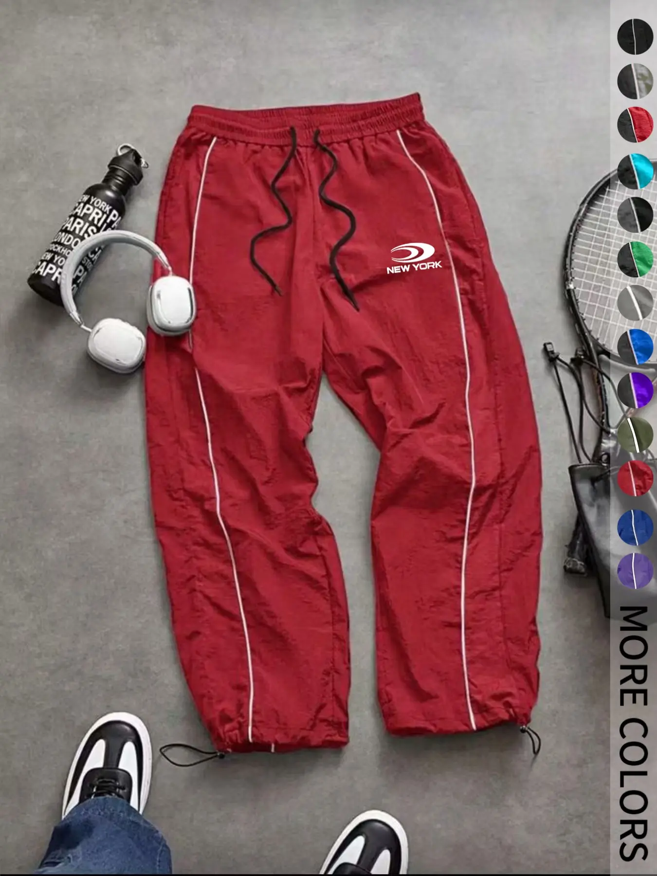 New Men's Casual Sport Pants, Loose Fit, Elastic Waistband, Fashionable Print, Lightweight Fabric, Perfect for Daily Wear, Baggy Track Pants