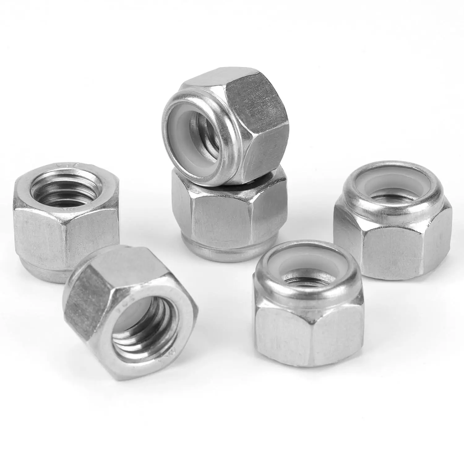 45-Pack 3/8"-16 304 A2-70 Stainless Steel Nylon Lock Nuts, Anti-Loose Solid Metal Fasteners, for Medium-Heavy Duty Home & Industrial Use, Anti-Loose Nut