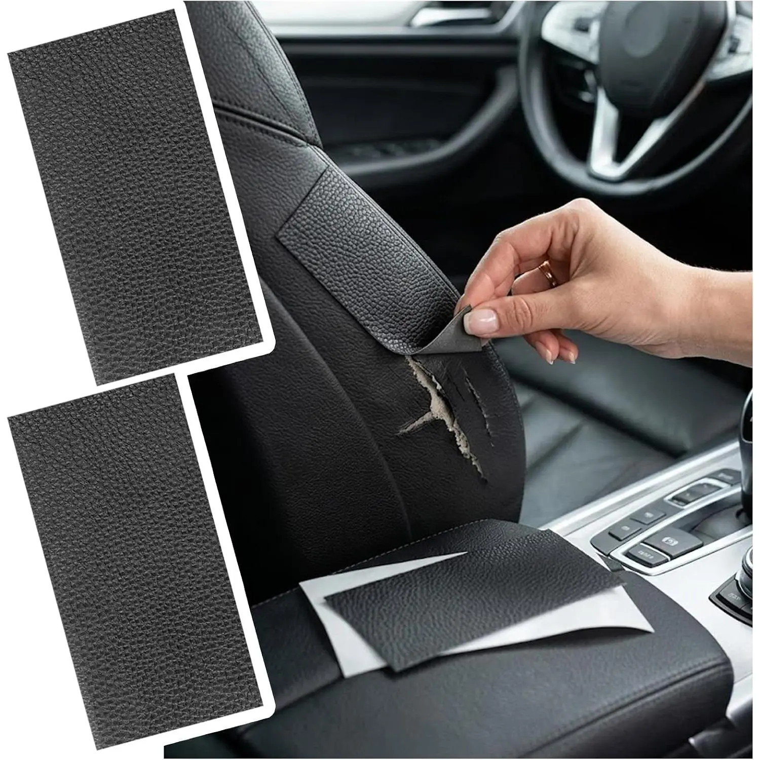 2 count 8×4 Inch Leather  Seat Repair Kit,Self-Adhesive  Leather Repair Patch for Repairing Holes/Cracks,Cuttable  Leathers Seat  Repairs Kit  Interior Accessories