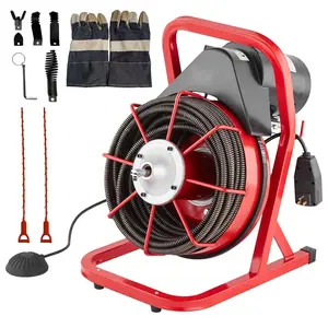 75 Ft x 1/2 In Electric Drain Cleaner Machine, 400W Drain Snake with 6 Cutters & Foot Switch, Fits 1-4 In Pipes for Sinks Toilets Showers