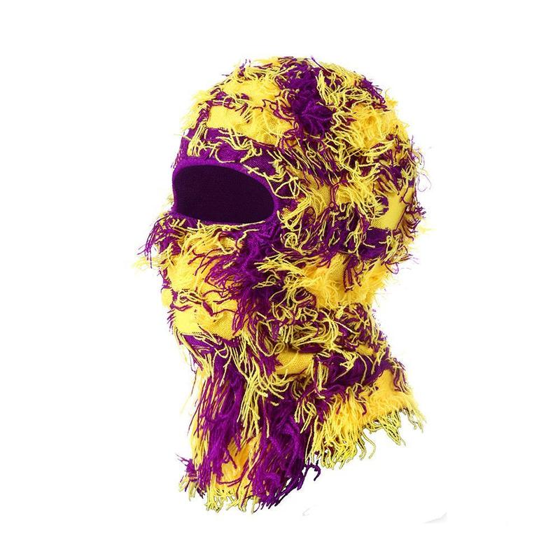Distressed Ski Mask Balaclava, Yeat Shiesty Fluffy Knitted Full Face Mask for Men/Women