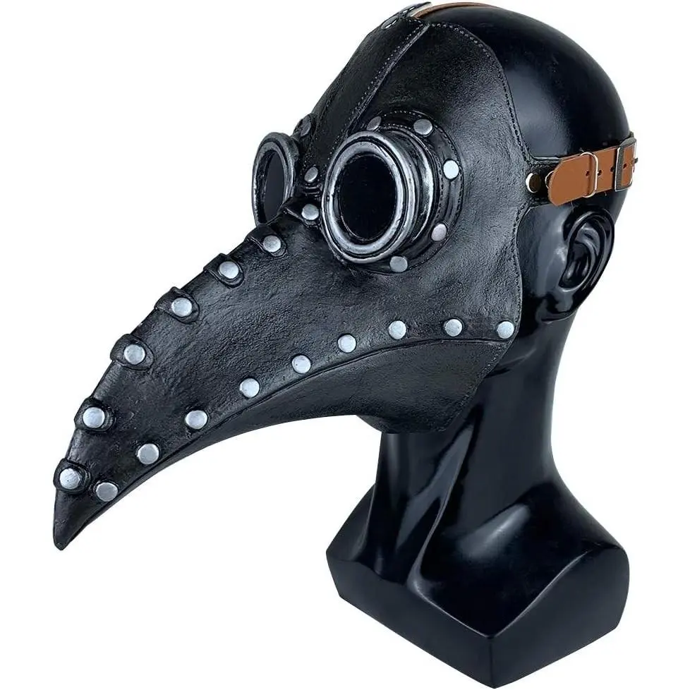 Stegosaurus Plague Doctor Bird Mask Long Nose Beak Latex Steampunk Cosplay Halloween Costume Prop(Gift)