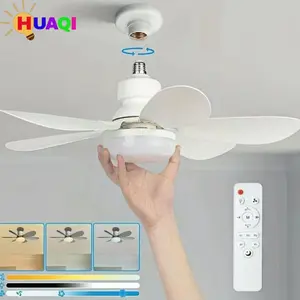 Modern E27 Screw Base Ceiling Fan Light, Quiet Wind Design, Ideal for Living Room Dining Bedroom, Energy Efficient F Rating, Dimmable Ceiling Lights