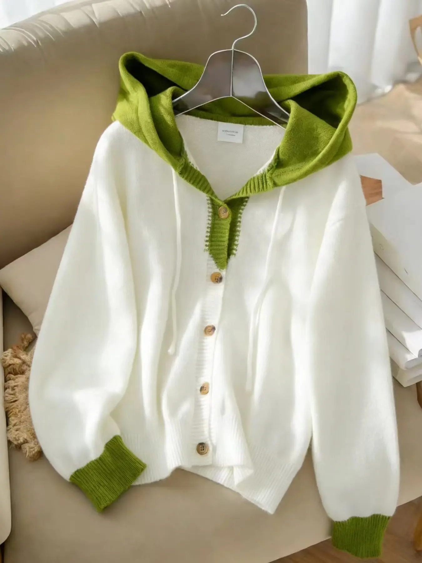 Women's Knitted Hooded Cardigan Coat
