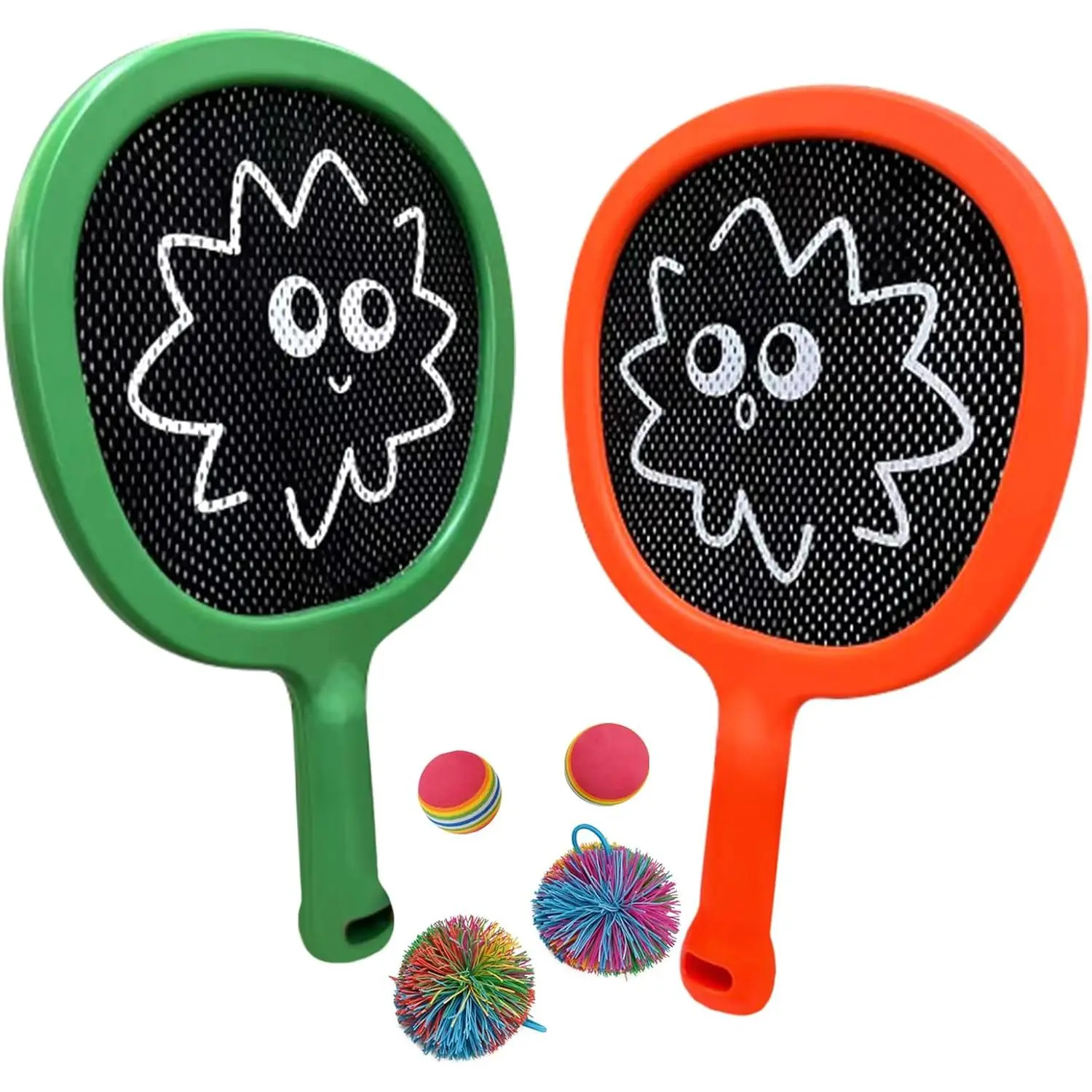 Portable Paddles and Bouncy Balls Set for Kids or Adults’ Indoor Outdoor Activities, Sport Game for Beginner or Intermediate, Swing Racket in Beach Pool Backyard Playground Lawn Park or Court