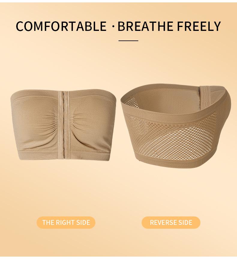 Plus Size Women's Underwear, Front-Clasp Strapless Bustier, Ladies' Bra, Push-Up, Non-Cup Chest Wrap, Beautiful Back