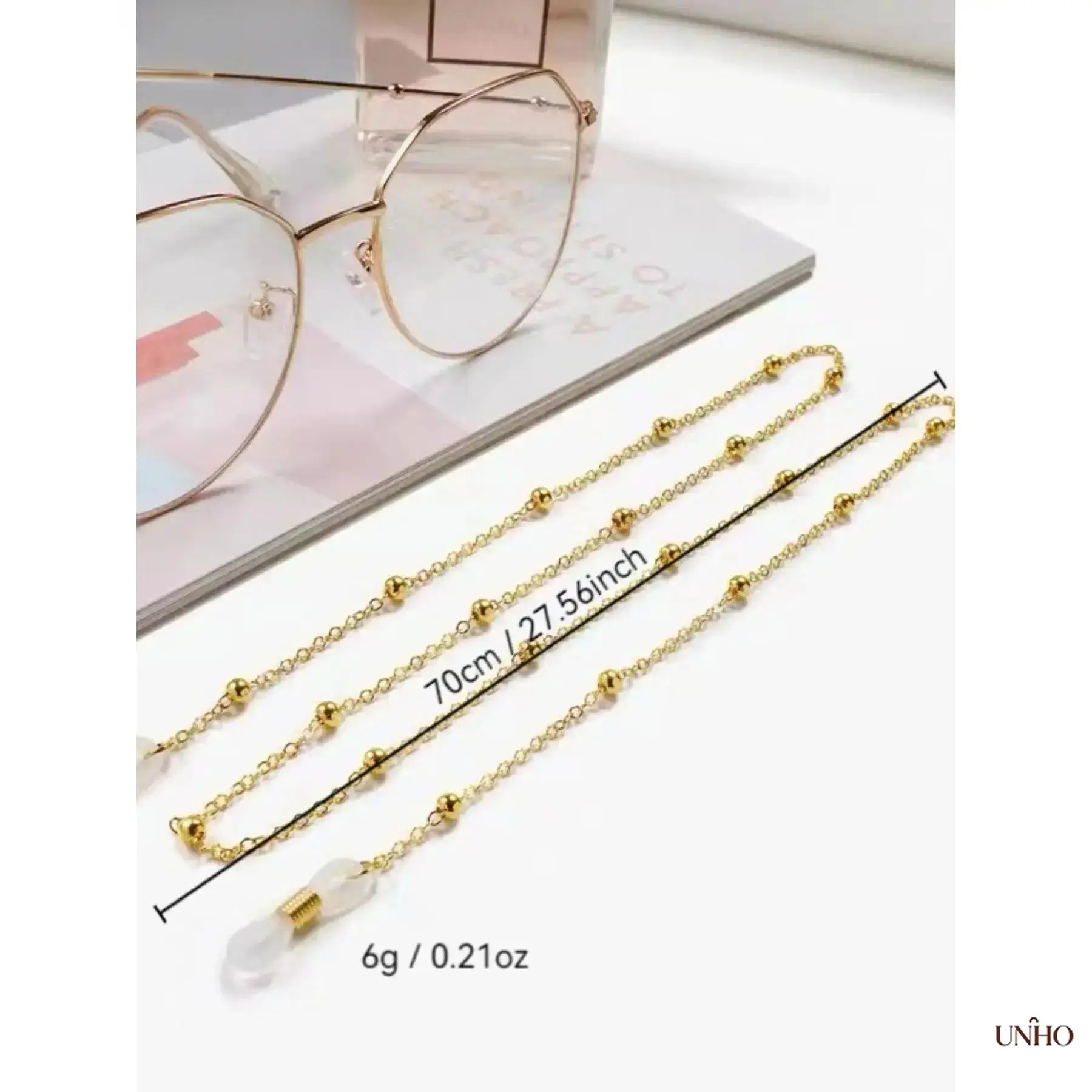 Women's Minimalist Beaded Metal Glasses Chain, Anti-Slip Eyewear & Mask Holder, Lightweight Multifunctional Accessory For Daily Outings