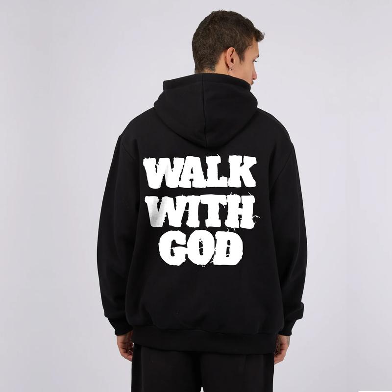 Walk With God Christian Hoodie & T-shirt for Men and Women, Faith-Based Streetwear Pullover, Bold Bible Quote Design, Religious Graphic Hoodies, Unisex Spiritual Clothing