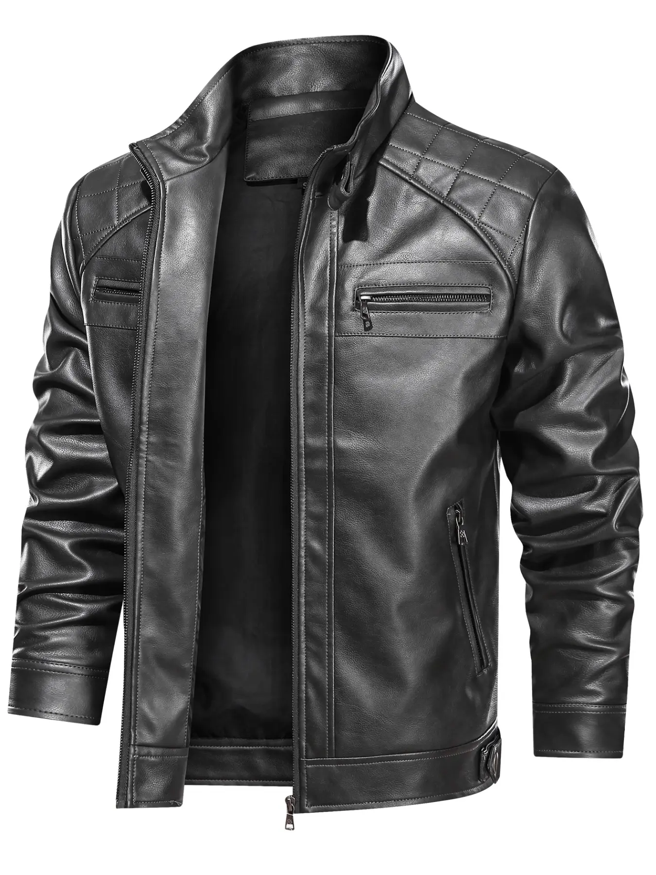 Men's Retro Vintage Long Sleeve PU Leather Jacket, Casual Fall Winter Outerwear, Fashion Men's Clothing, Perfect for Daily and Outdoor Wear
