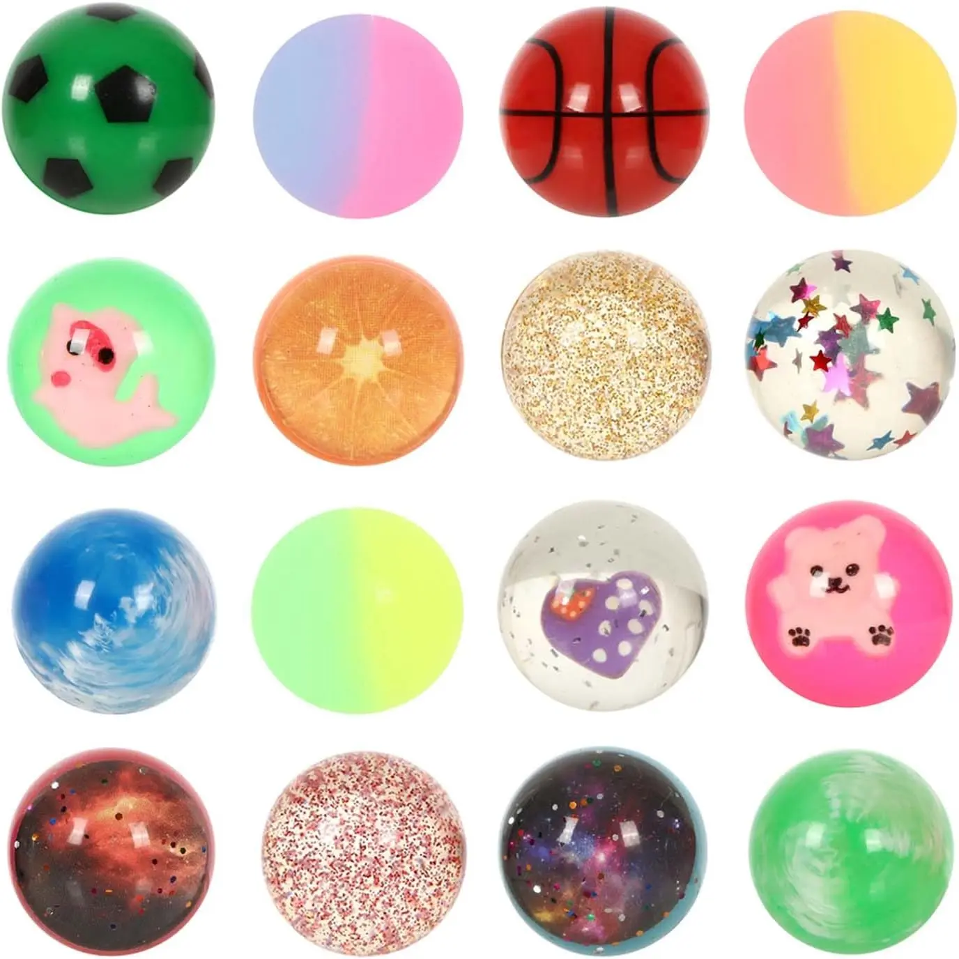 Small Bouncy Balls for Kids Treasure Box Toys for Kids Classroom Party Favors Birthday Gift Treasure Box Prize Easter Egg Goodie Bag Pinata Stuffers Party Bag Fillers for Kid Boy Girl 3-5 4-8 (16pcs)fidget toys