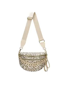 Women's Leopard Pattern Nylon Crossbody Bag, Casual Trendy Moisture-Proof Purse with Shoulder Strap, Chic Crossbody Purse, Crossbody Shoulder Handbag, Fashion Crossbody Purse