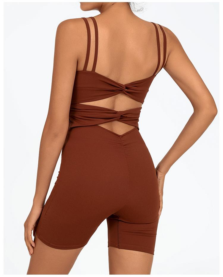 Women's low-cut sexy yoga jumpsuit, breathable and quick-drying, with a beautiful back and cross-strap design to lift the buttocks, suitable for running, yoga, and fitness