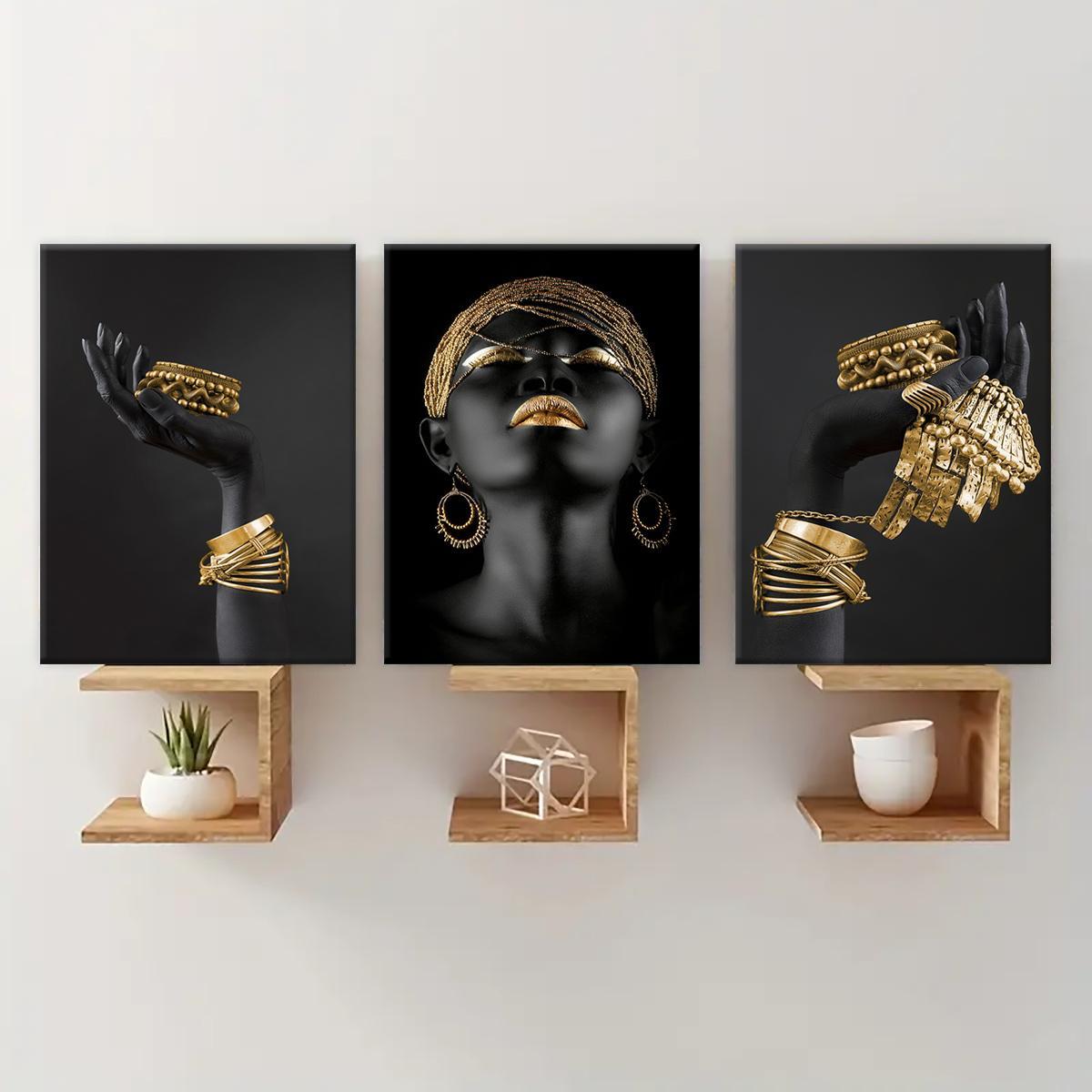Wooden Framed Canvas Painting, 3 Counts/set Modern Art Wall Decoration, Artistic Fashion Figure Pattern Wall Art for Home Living Room Bedroom Office