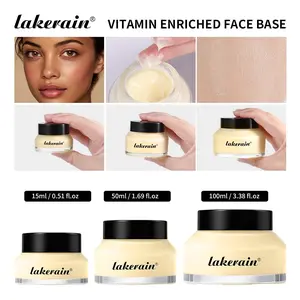 Lakerain 3 Counts Vitamin Lotion, 2 in 1 Deep Moisturizing and Primer Hydrating Facial Cream Gentle Skincare, Multi-Functional Face Body Balm, Smoothly Flawless, Long-Lasting Wear, Daily Skincare Product for Women Men and Dry/Combination Skin Prep