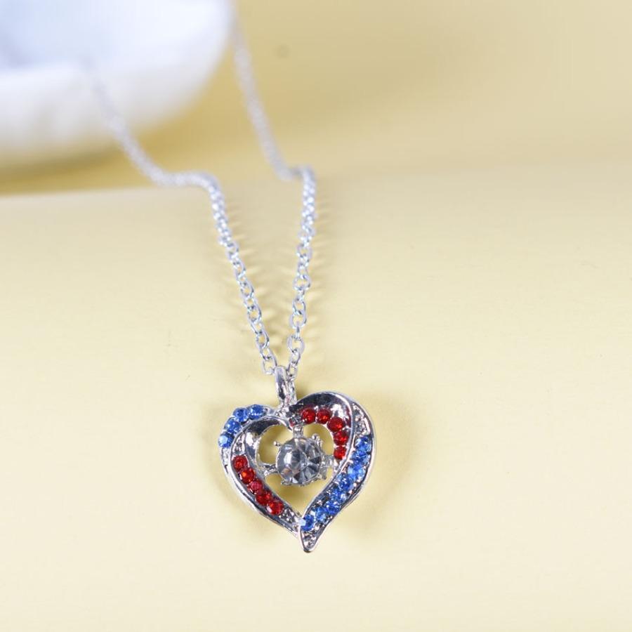 Independence Day Heart Diamond Pendant Fashion Necklace