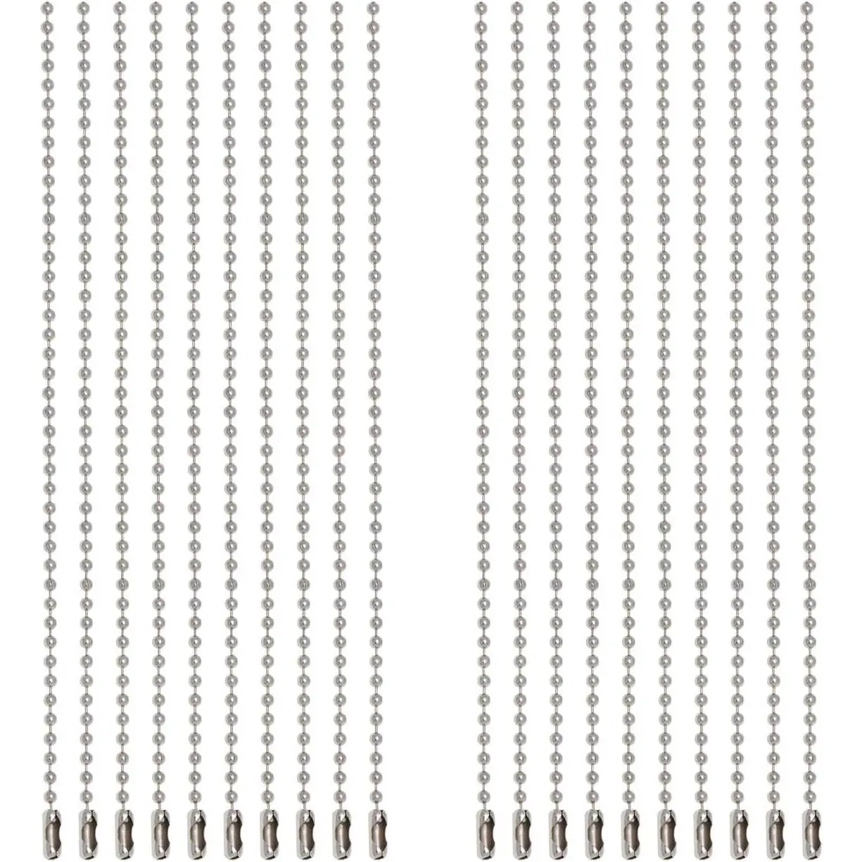 6 Inch Metal Ball Bead Chains Connector Clasp Extension  Tag Key Rings for  Finding Making Accessories, 2.4mm Diameter, 20 count ()