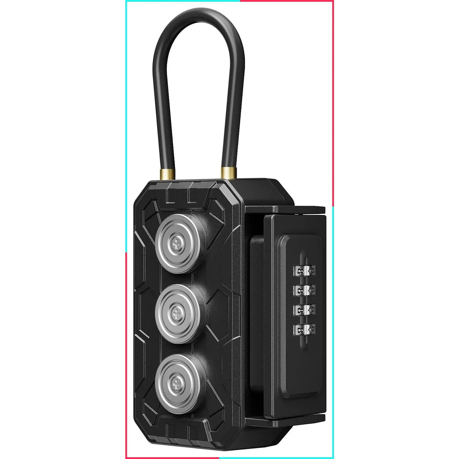 Magnetic Key Lock Box with Removable Cable Shackle, Waterproof Indoor Outdoor 4-Digit Combination Lockbox for Spare Keys, Realtors, Key Cabinets, Under Car Hide a Key