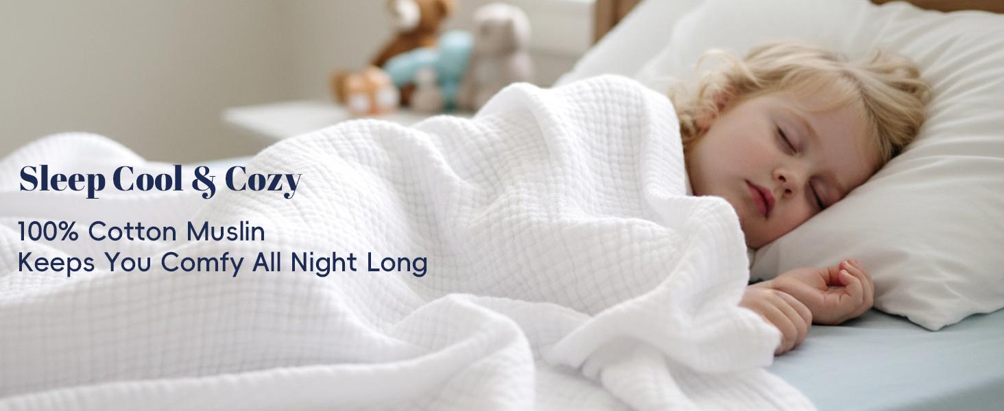 PHF 100% Cotton Muslin Blanket Queen Size 90"x90", 4-Layer Lightweight Gauze Throw, Breathable Cloud-Soft Minimalist Blanket for Bed, Couch, Camping & Baby, Grey, Gift