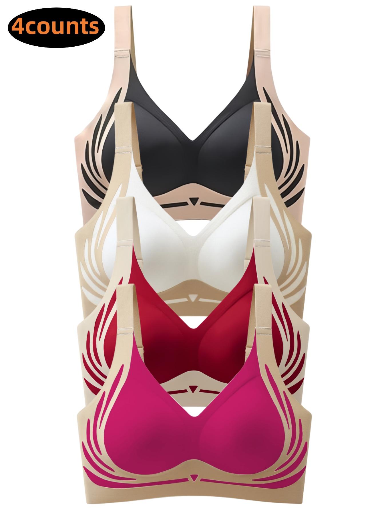 Women's Colorblock Patchwork Wireless Bra, Soft Comfortable Breathable Backless Bra, Women's Lingerie for All Seasons, Underwear for Women