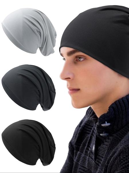 Unisex Breathable Mesh Slouchy Beanie Cap Set, Casual Summer Cycling Sports Hat, Fitted Design, Ideal for Men & Women, Lightweight Outdoor Use