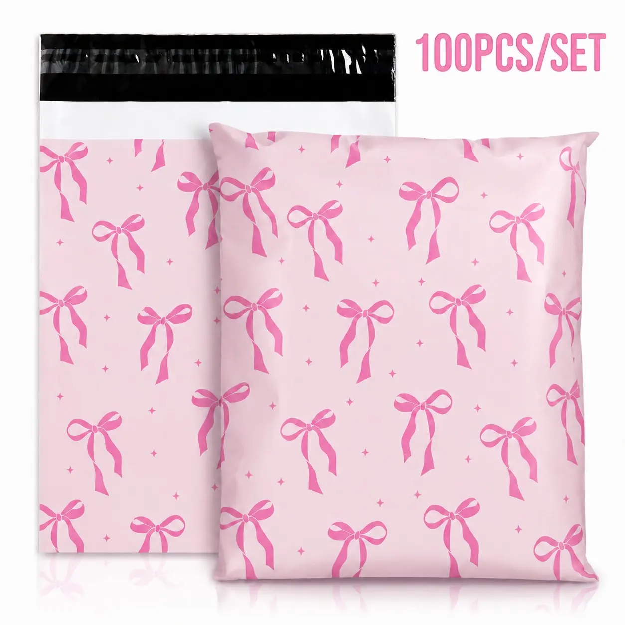 100 Bow Tie Mail Bags, 10x13 Inches, Strong Adhesive Self-Seal Envelopes, Polyethylene, Ideal for Small Businesses, Clothing Shipping