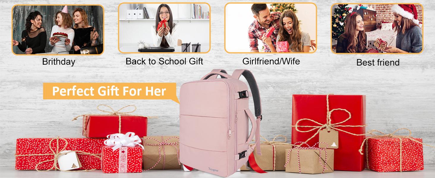 Taygeer Travel Backpack for Women, Carry On Backpack with Water Bottle Pocket & Shoe Pouch, TSA 15.6inch Laptop Mochila Flight Approved, Nurse Bag Casual Daypack for Weekender Business Hiking, Pink
