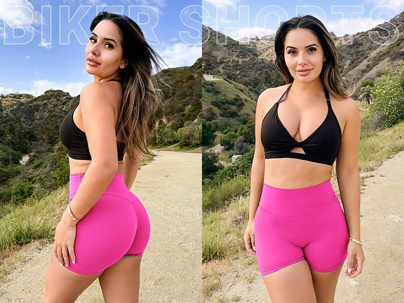 YEOREO Women's Biker Shorts 4.5" Hidden Scrunch High Waist Tummy Control Gym Yoga Running Impact Blue Plain Stretchy Fabric Active Skort Skirt