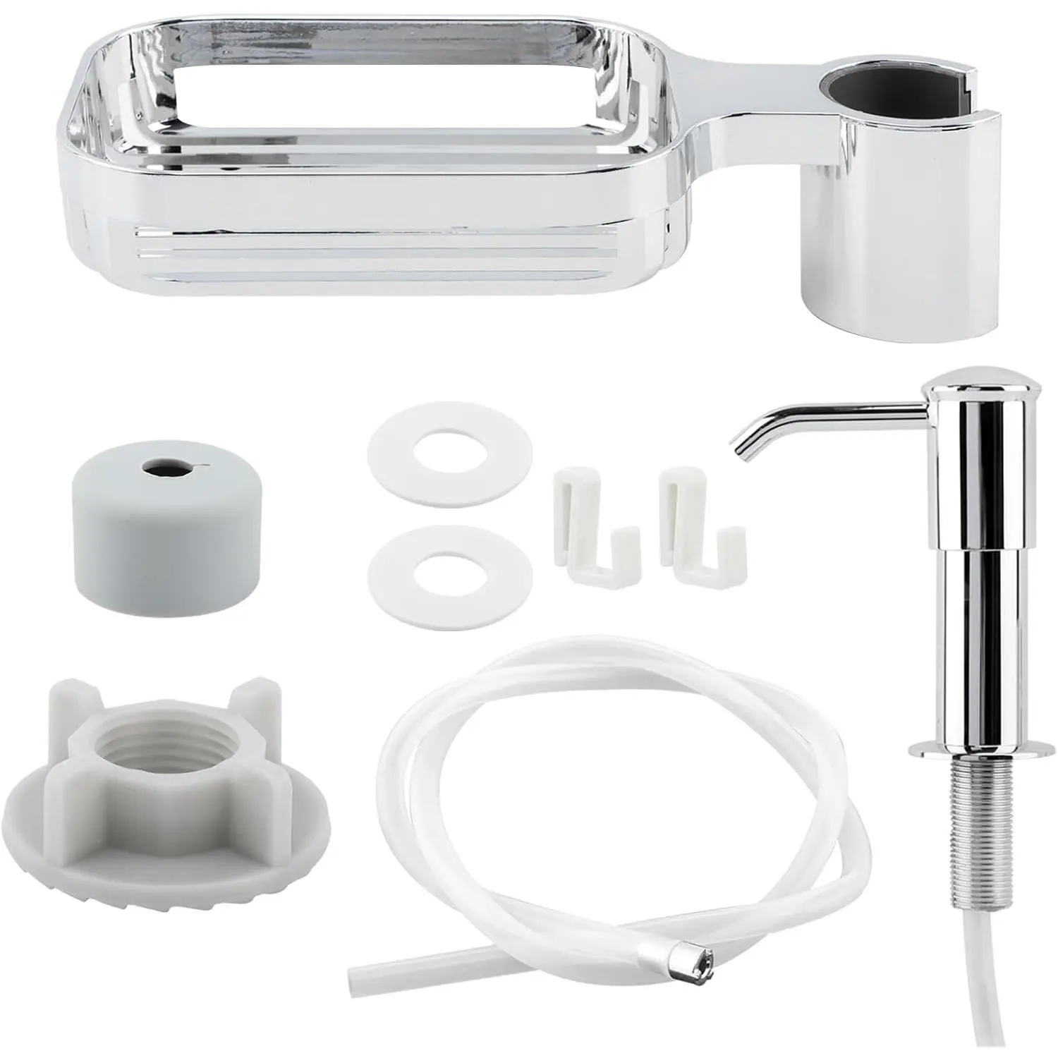Soap Dispenser for Kitchen Sink,  in Soap Dispenser Pump with Sponge Holder,Under Counter Brushed Nickel ABS Pump  with 40" Extension Tube Kit()