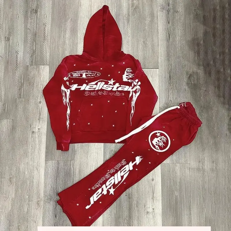 Men's Spring Fashion Autumn New Hooded Flared Pants Setpeng