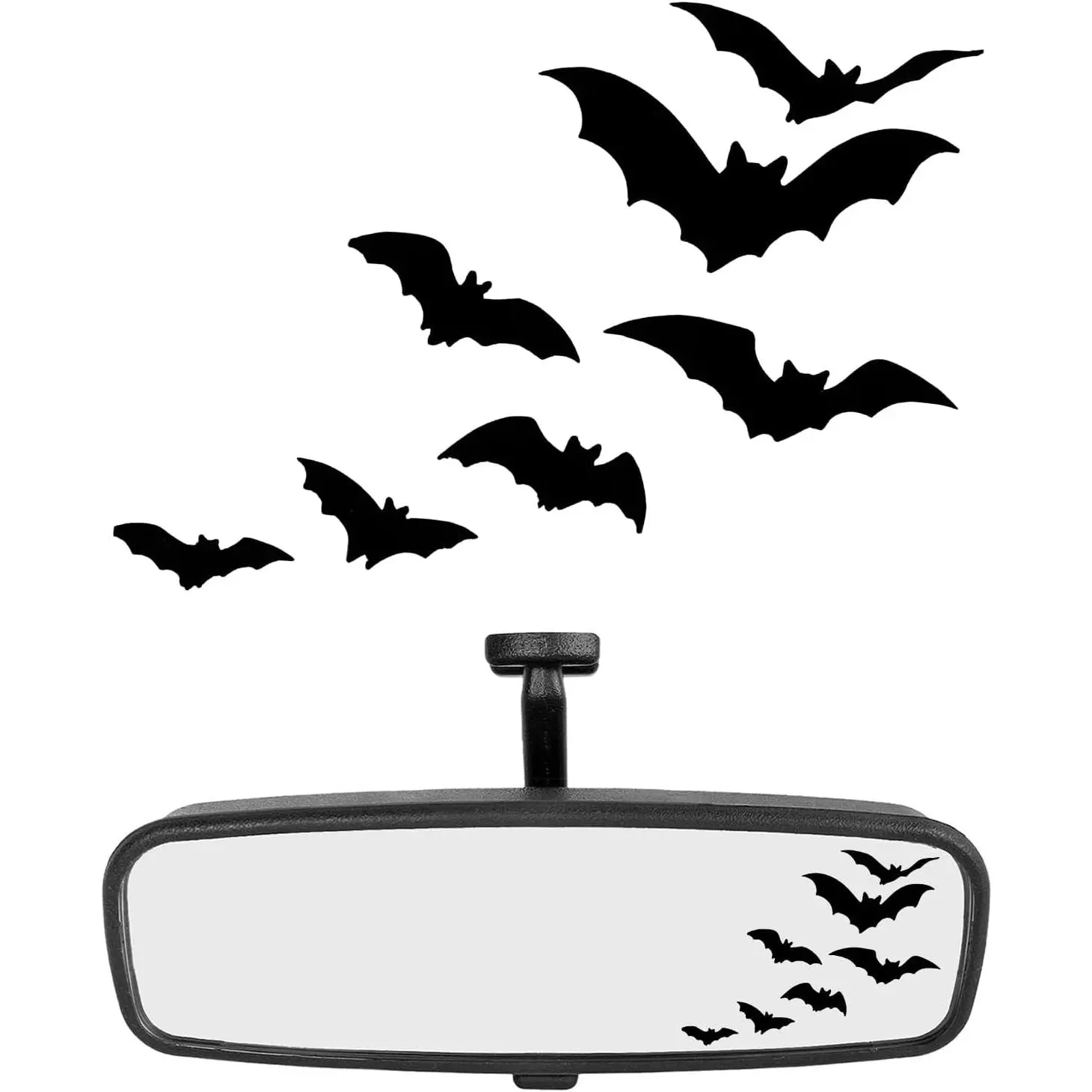 Rearview Mirror Halloween Bat Decal, Funny Flying Bats Window Bumper Vinyl Sticker, Spooky Gothic Bats Decal Car Truck Mirror Laptop, Car Decoration Accessories (Style 1)