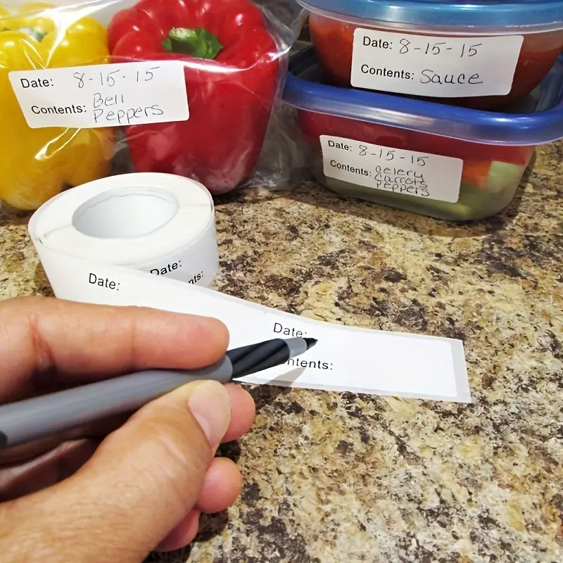 1roll 125pcs/roll Dissolvable Food Label Stickers for Freezer, Jars, and Jams - Easy to Apply and Read - Includes Production Date Labels for Food Storage and Safety