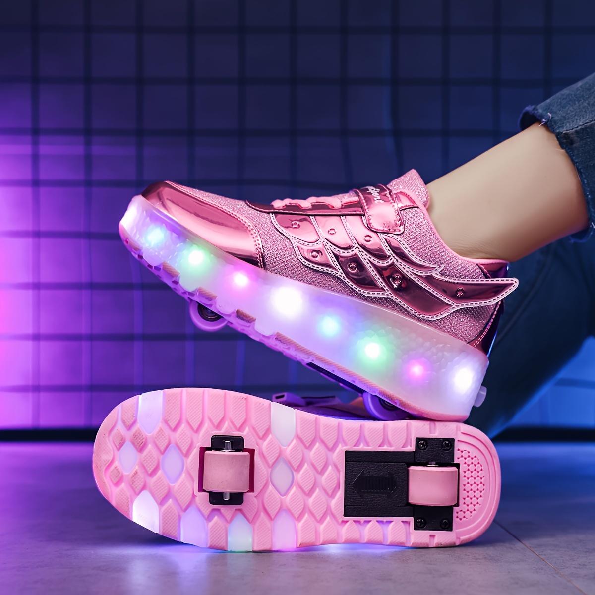 Lightweight Low Top Roller Skateboard Shoes with LED Light, Trendy Cool Anti Slip Wheel Shoes for Girls, Indoor Outdoor, All Seasons