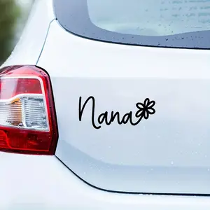 Nana car sticker with floral details, vinyl sticker suitable for laptops, trucks, and wall decoration