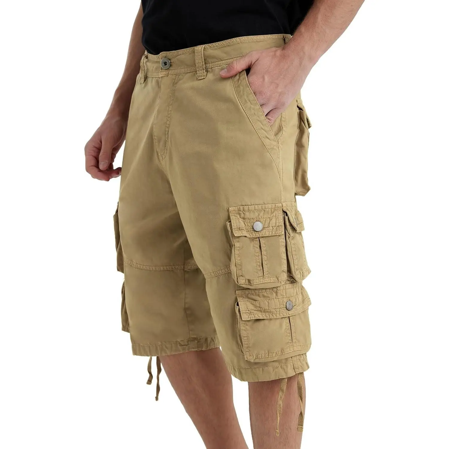 Mens Cargo Shorts Long Capri Below The Knee Shorts 3/4 Relaxed Fit Long Shorts with Pockets
