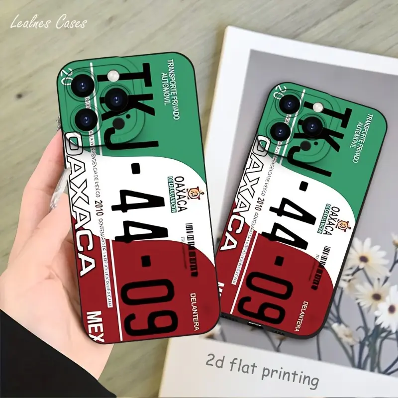 Luxurious and niche Oaxaca license plate, printed matte black, drop-resistant, durable, suitable for iPhone 17/16/15/14/13/12/11/X/XS/XSMAX/12.13 MINI/16E/17E, perfect as a holiday gift for friends, family, or yourself