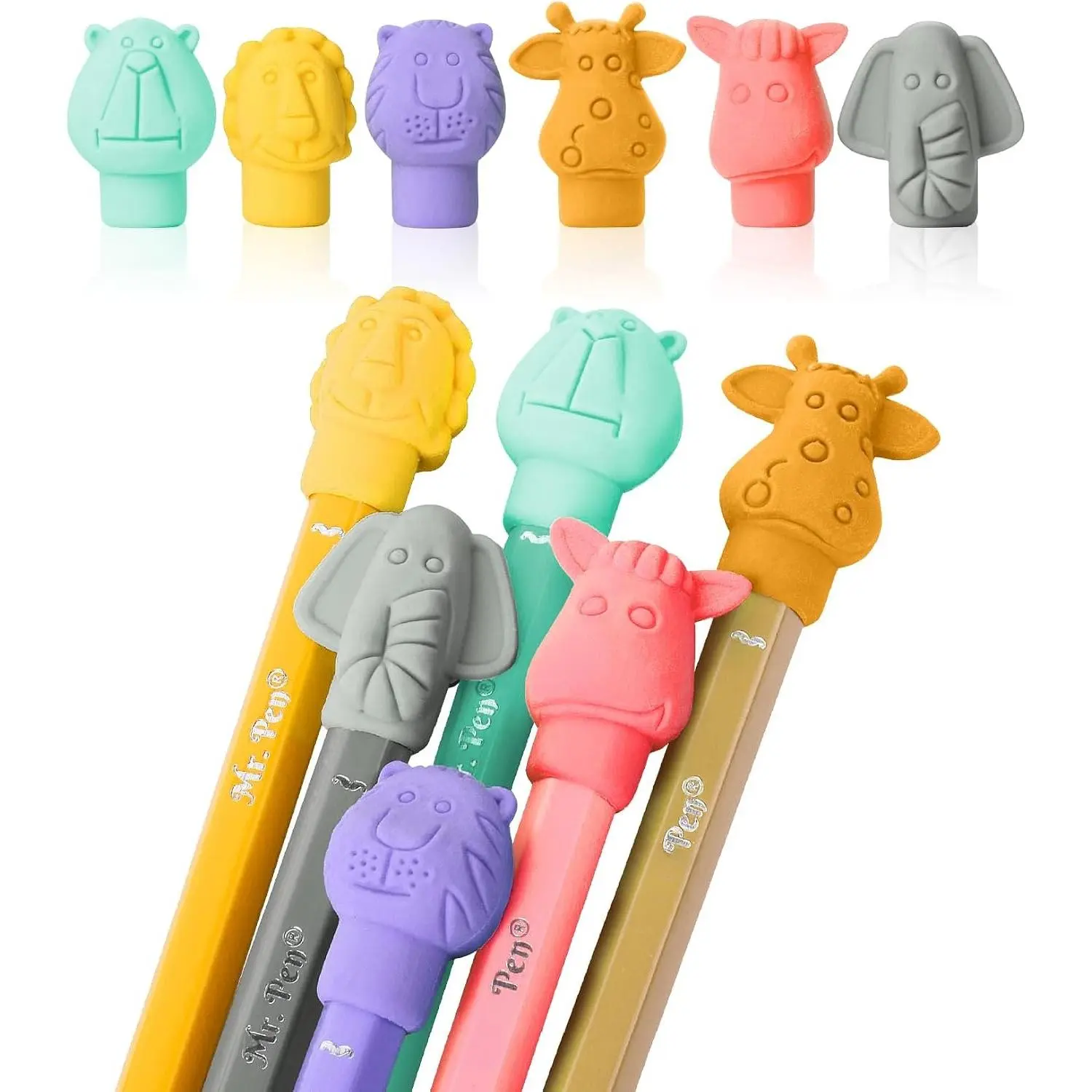 Cap Erasers for Standard Pencils, 60-Pack with 6 Styles, Colorful Cute Designs, Latex-Free, Ideal for Students & Teachers