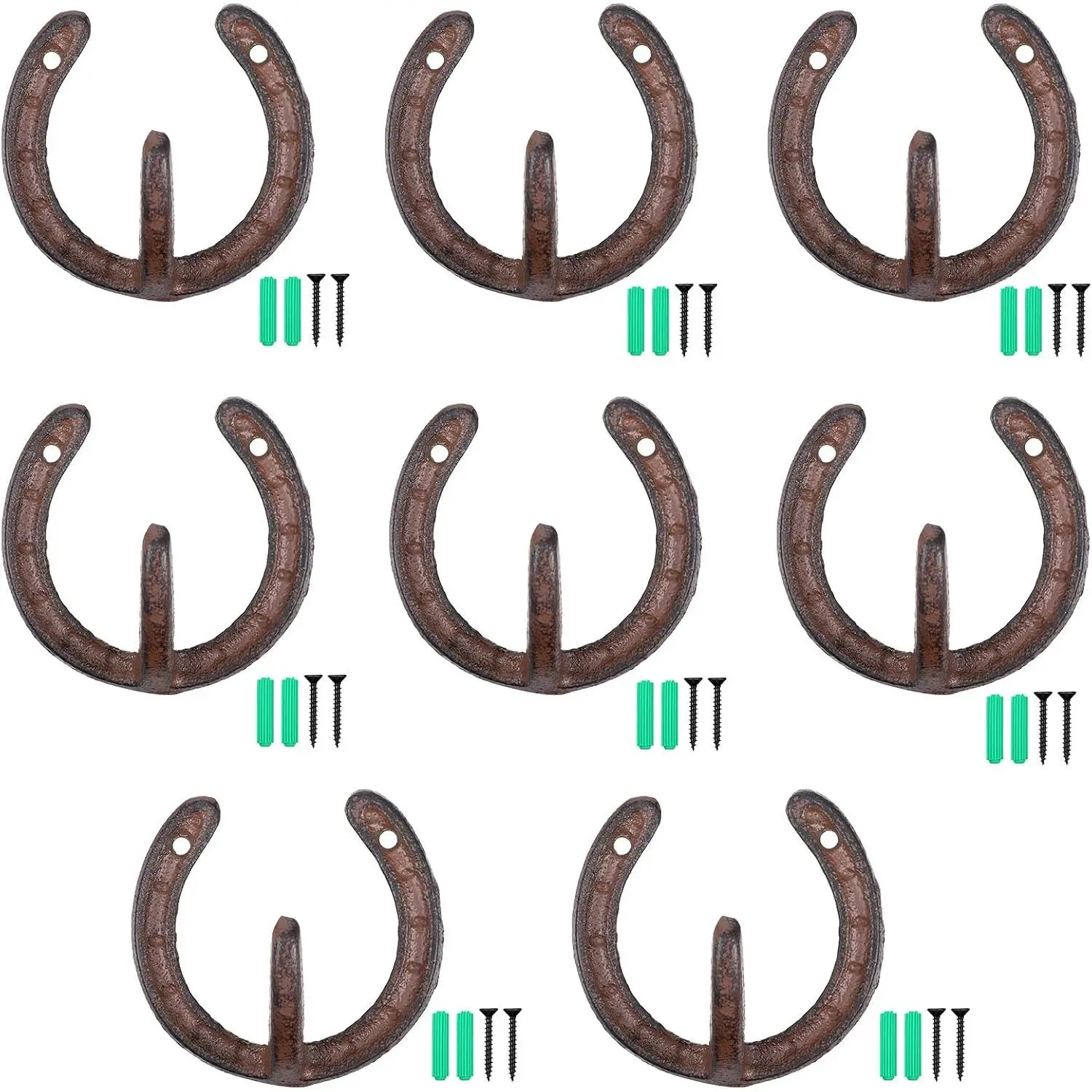 8 Pack Coat Hooks Vintage Wall Hooks Heavy Duty Horseshoe Hooks Multiuse Clothes Hanger Farmhouse Decor for Hanging Towels Coats Hat Bags