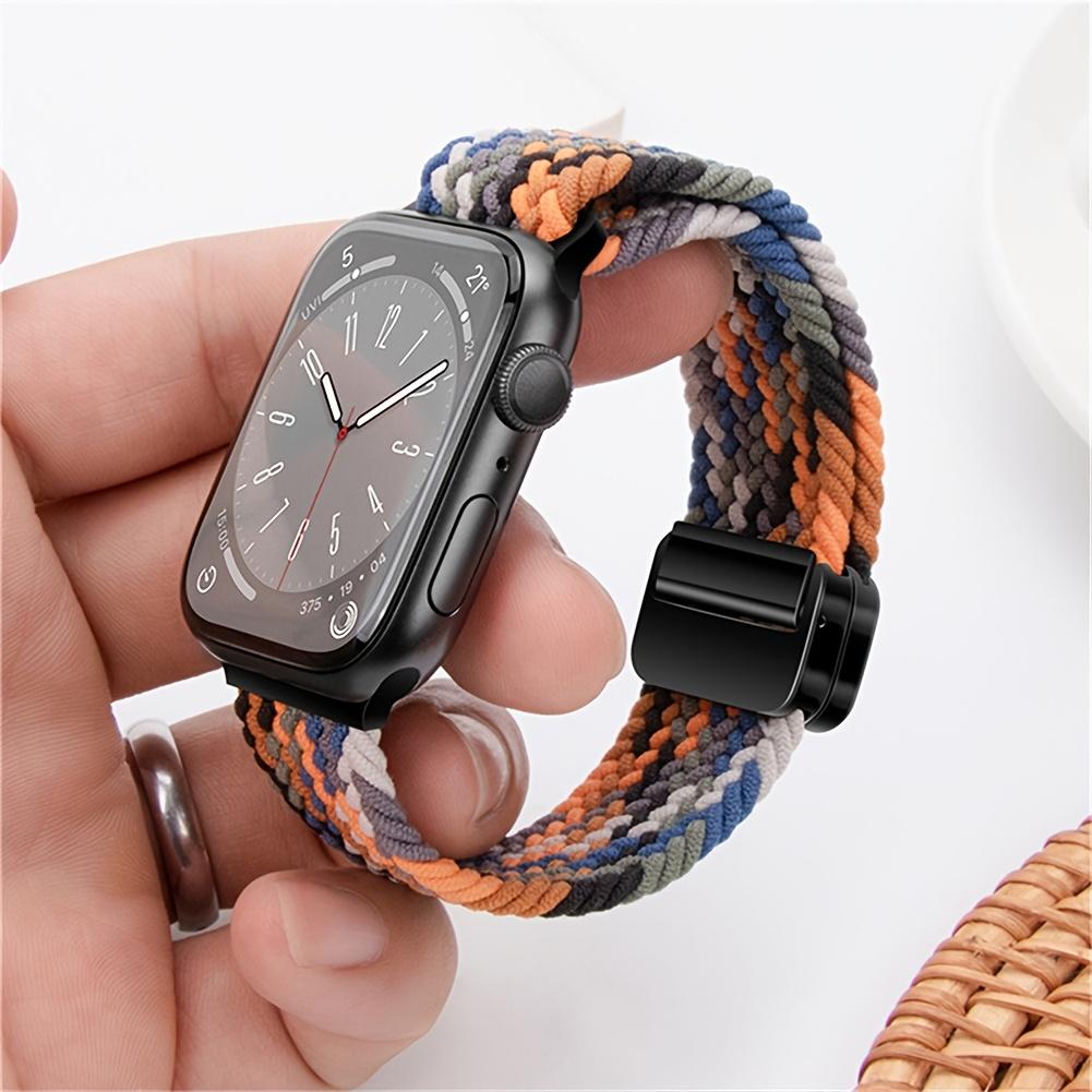 Apple Watch Magnetic Nylon Strap – Braided Elastic Adjustable Wristband, Soft, Breathable, Fits 38–49mm, Series 1–11, SE, Ultra / Ultra 2, Unisex