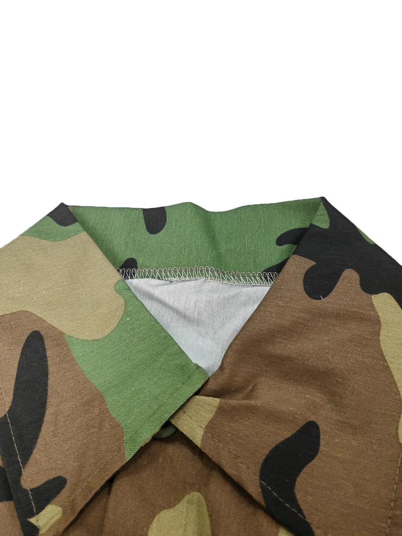 Women's Camo Print Crop Jacket, Casual Fashionable Long Sleeve Jacket for Daily Outdoor Wear, Ladies Spring & Fall Clothes, Womenswear