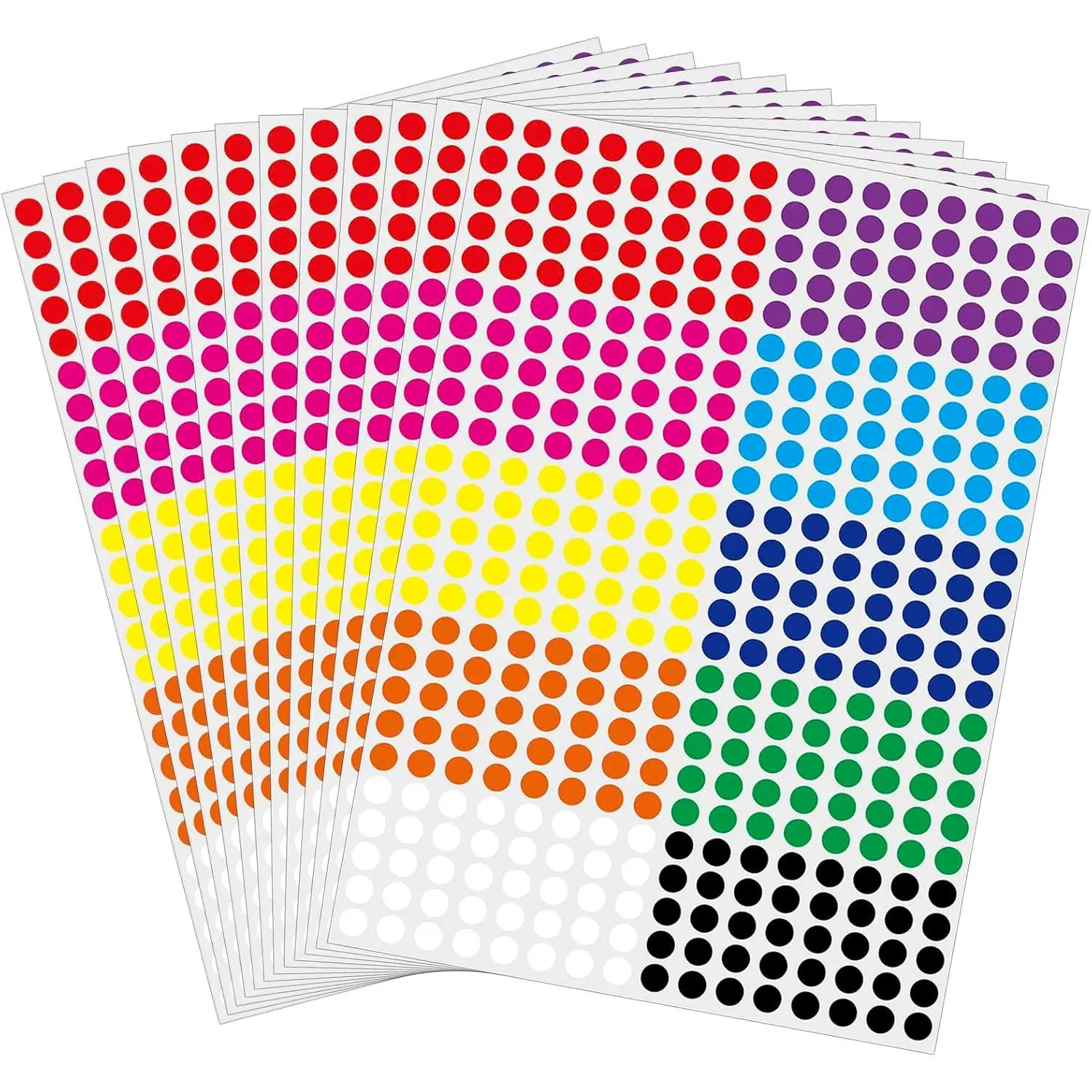 10000 count 1/4" Small Colored Dot Stickers  Round Labels, 10 Colors Circle Stickers for Office Classroom